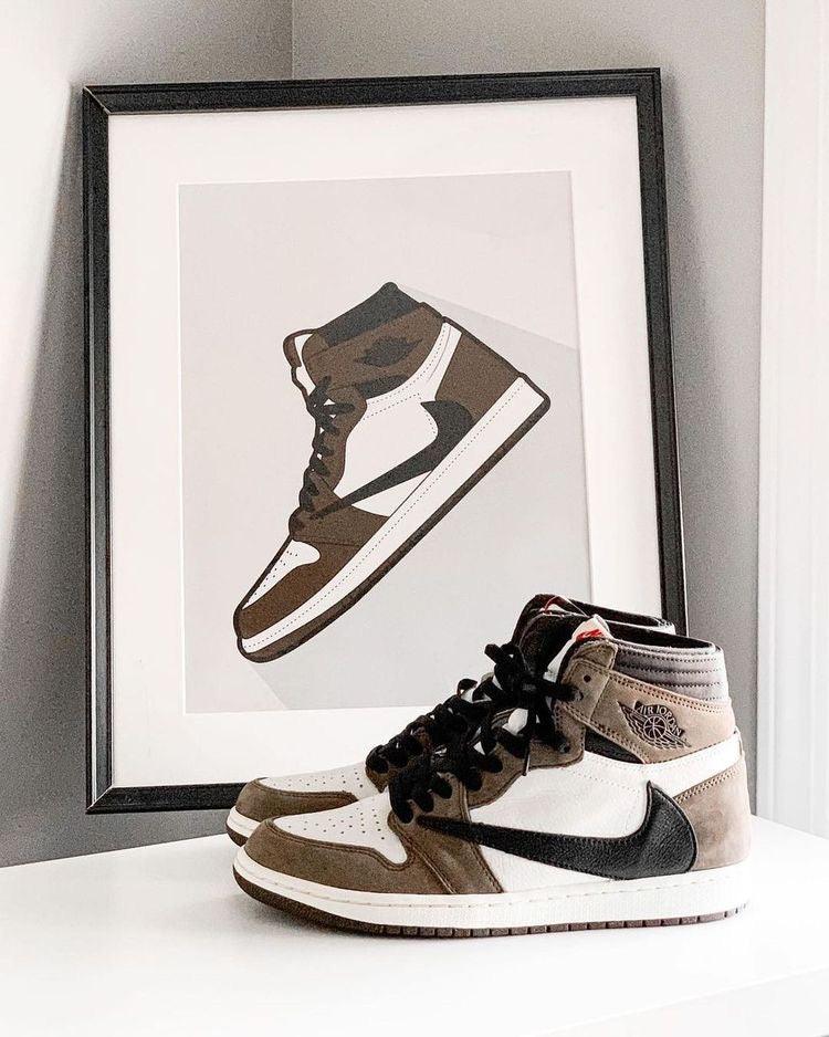 Custom Brown T-Scott x Fragment x Air Jordan 1 High Q ( Customs And Box ), Jordan 1 Sneakers Active CACTUS JACK sneakerhypesusa