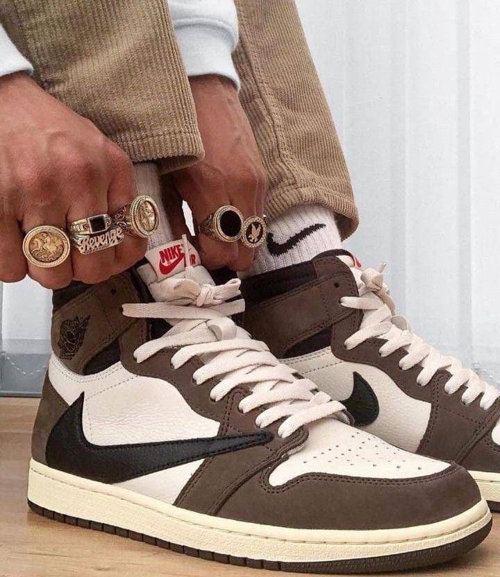 Custom Brown T-Scott x Fragment x Air Jordan 1 High Q ( Customs And Box ), Jordan 1 Sneakers Active CACTUS JACK sneakerhypesusa