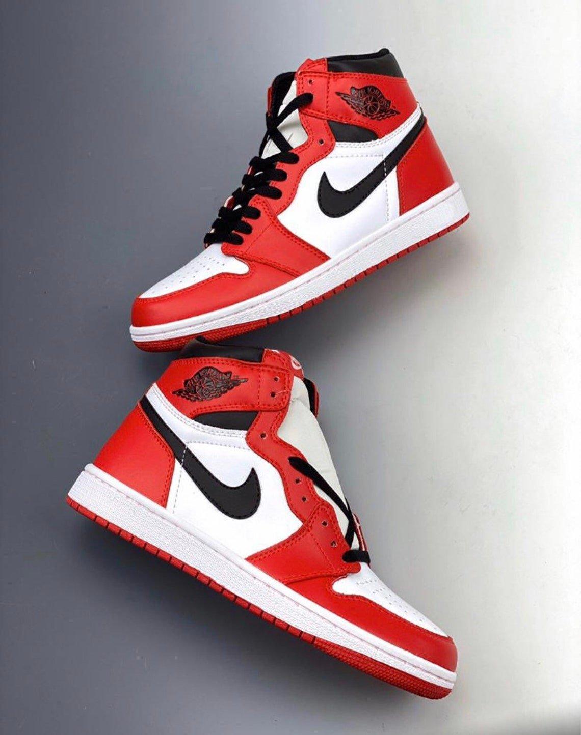 Custom RED Black White Jordan 1 CHICAGO High Q - sneakerhypesusa