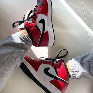 Custom RED Black White Jordan 1 CHICAGO High Q - sneakerhypesusa