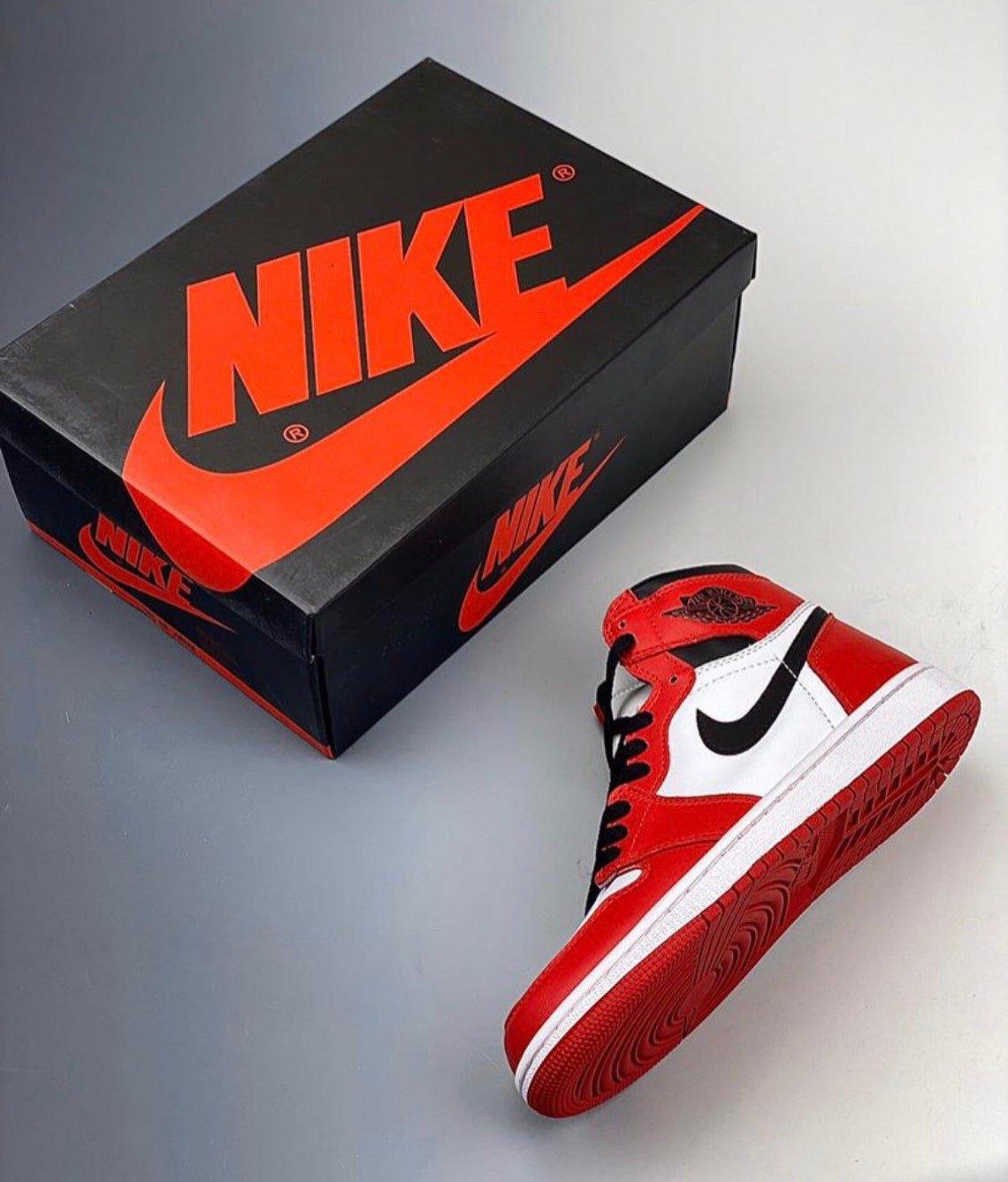 Custom RED Black White Jordan 1 CHICAGO High Q - sneakerhypesusa