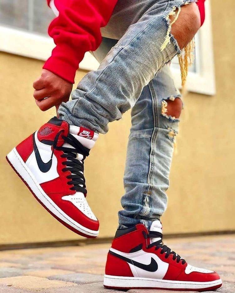 Custom RED Black White Jordan 1 CHICAGO High Q - sneakerhypesusa