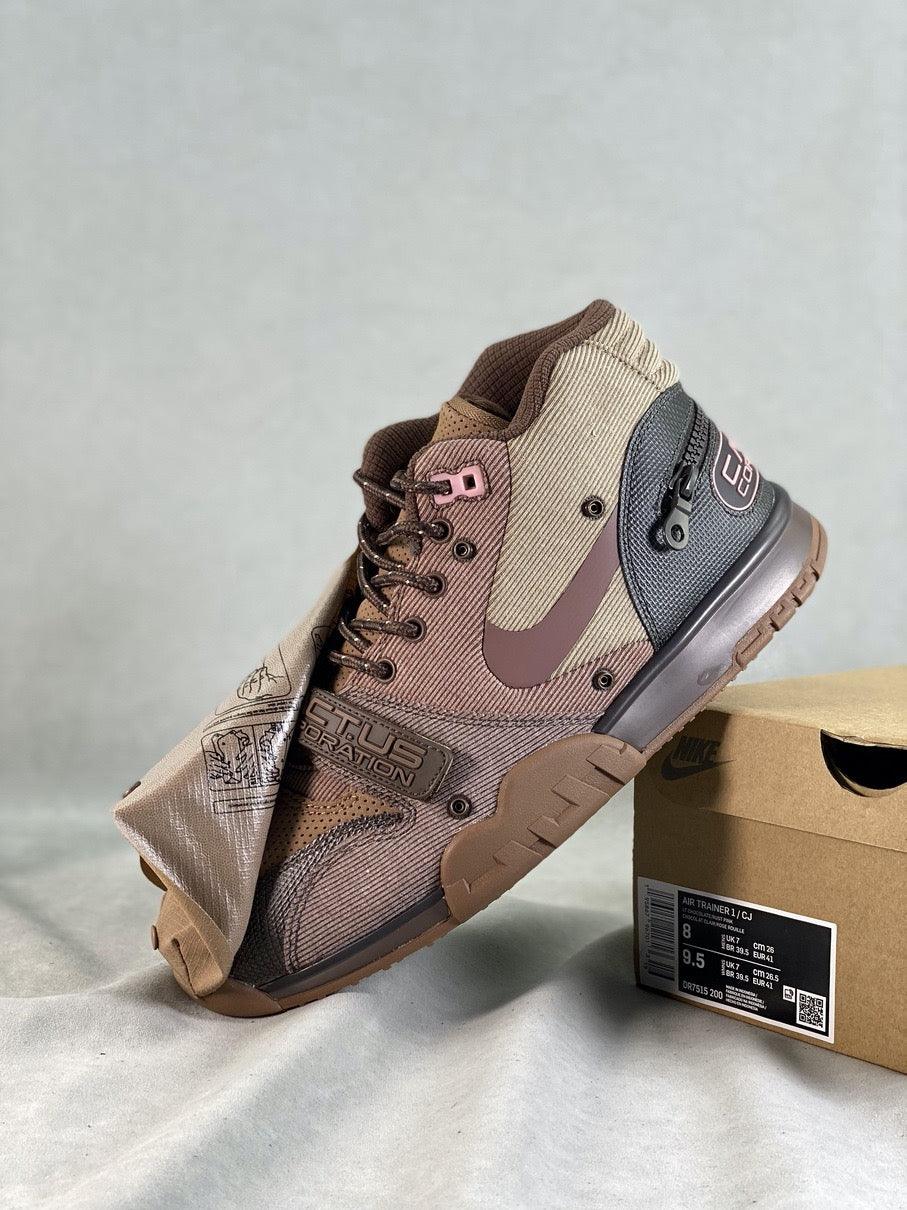 Custom Travis Scott x Air Trainer 1 Wheat DR7515-200 - sneakerhypesusa