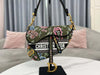 1984 - Saddle Bag With Strap Green Cross-Stitch Embroidery - GoatLV