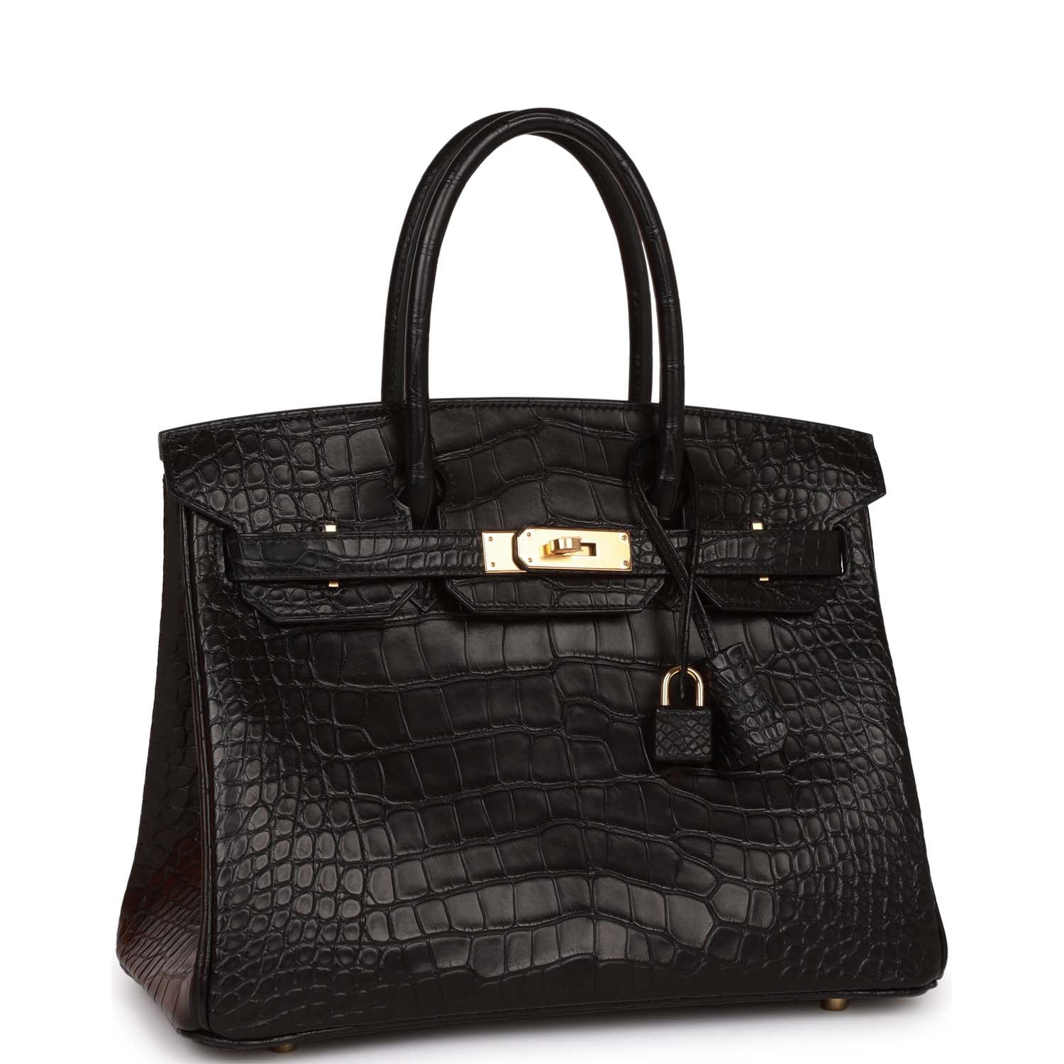 Birkin 30 Black Matte Alligator Gold Hardware.