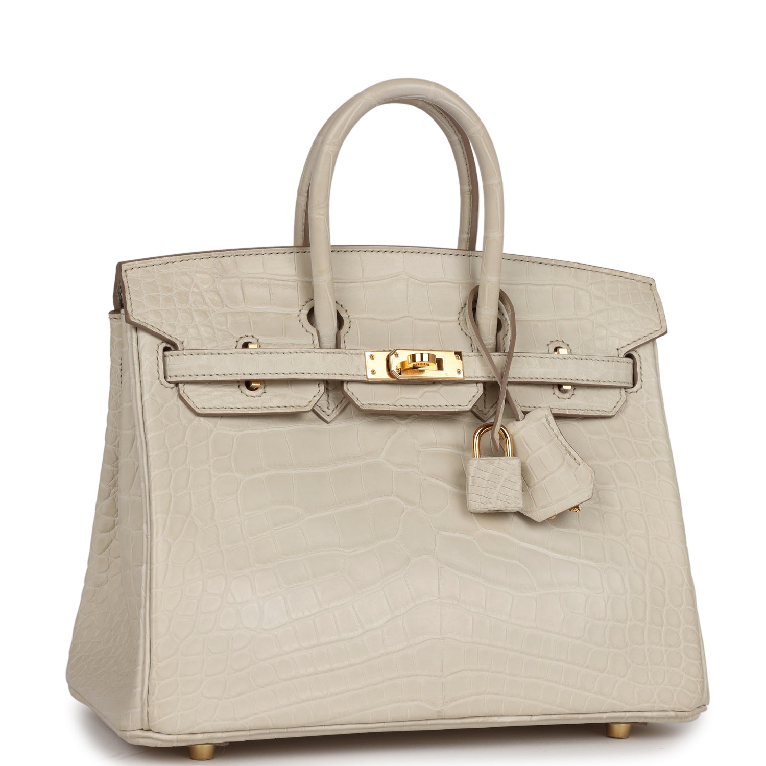 HRMS Birkin 25 Beton Matte Alligator Gold Hardware.