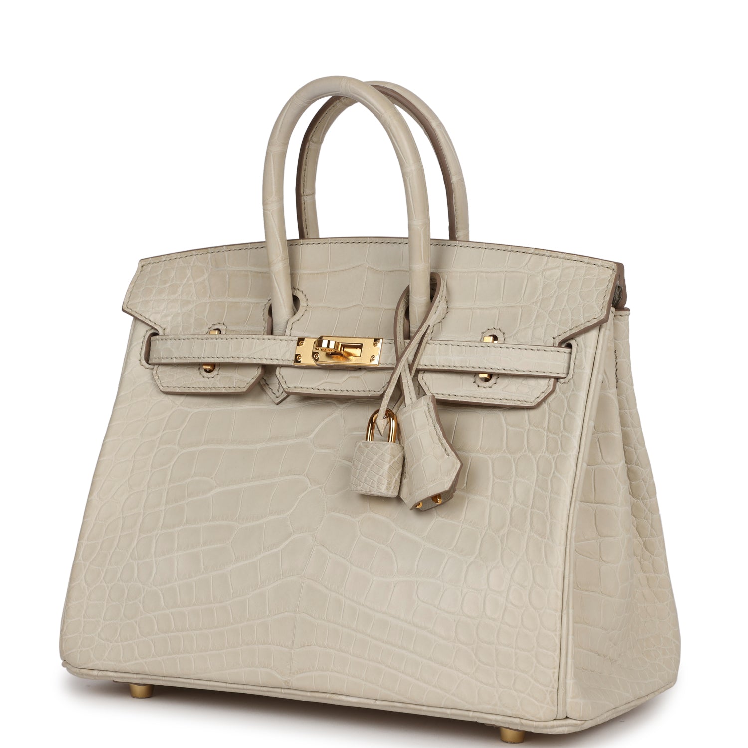 HRMS Birkin 25 Beton Matte Alligator Gold Hardware.