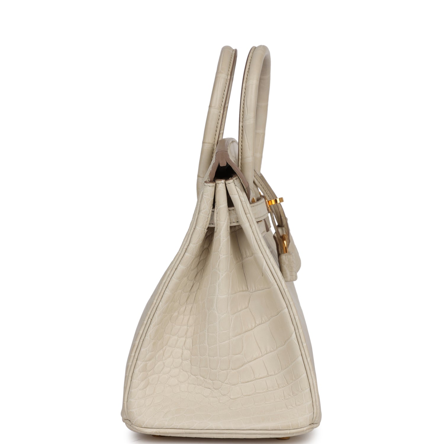HRMS Birkin 25 Beton Matte Alligator Gold Hardware.