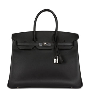 HRMS Birkin 35 Black Epsom Palladium Hardware.