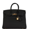 HRMS Birkin 25 Black Togo Gold Hardware.