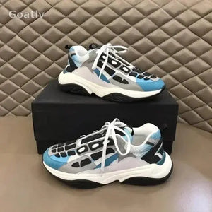 High Quality Cowhide Stitched Bone Shape Unisex Sneakers - Goatlv