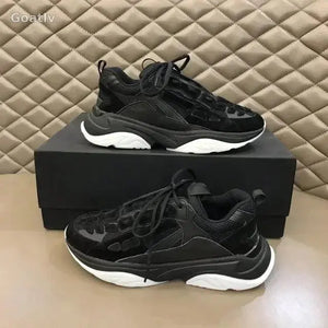 High Quality Cowhide Stitched Bone Shape Unisex Sneakers - Goatlv