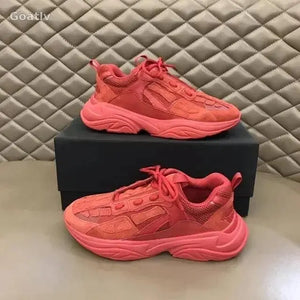 High Quality Cowhide Stitched Bone Shape Unisex Sneakers - Goatlv