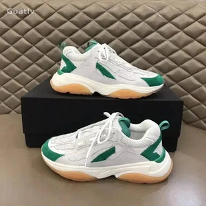 High Quality Cowhide Stitched Bone Shape Unisex Sneakers - Goatlv