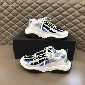 High Quality Cowhide Stitched Bone Shape Unisex Sneakers - Goatlv