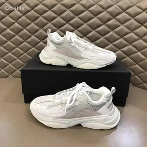 High Quality Cowhide Stitched Bone Shape Unisex Sneakers - Goatlv