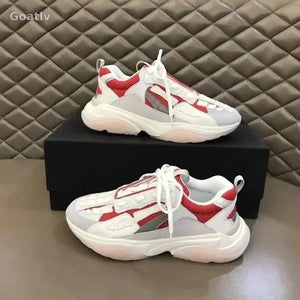 High Quality Cowhide Stitched Bone Shape Unisex Sneakers - Goatlv