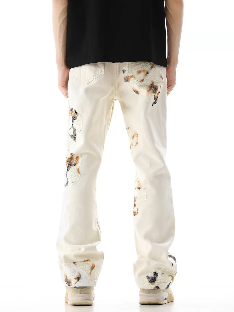 Goatlv American Retro Lace Patchwork Jeans - Goatlv