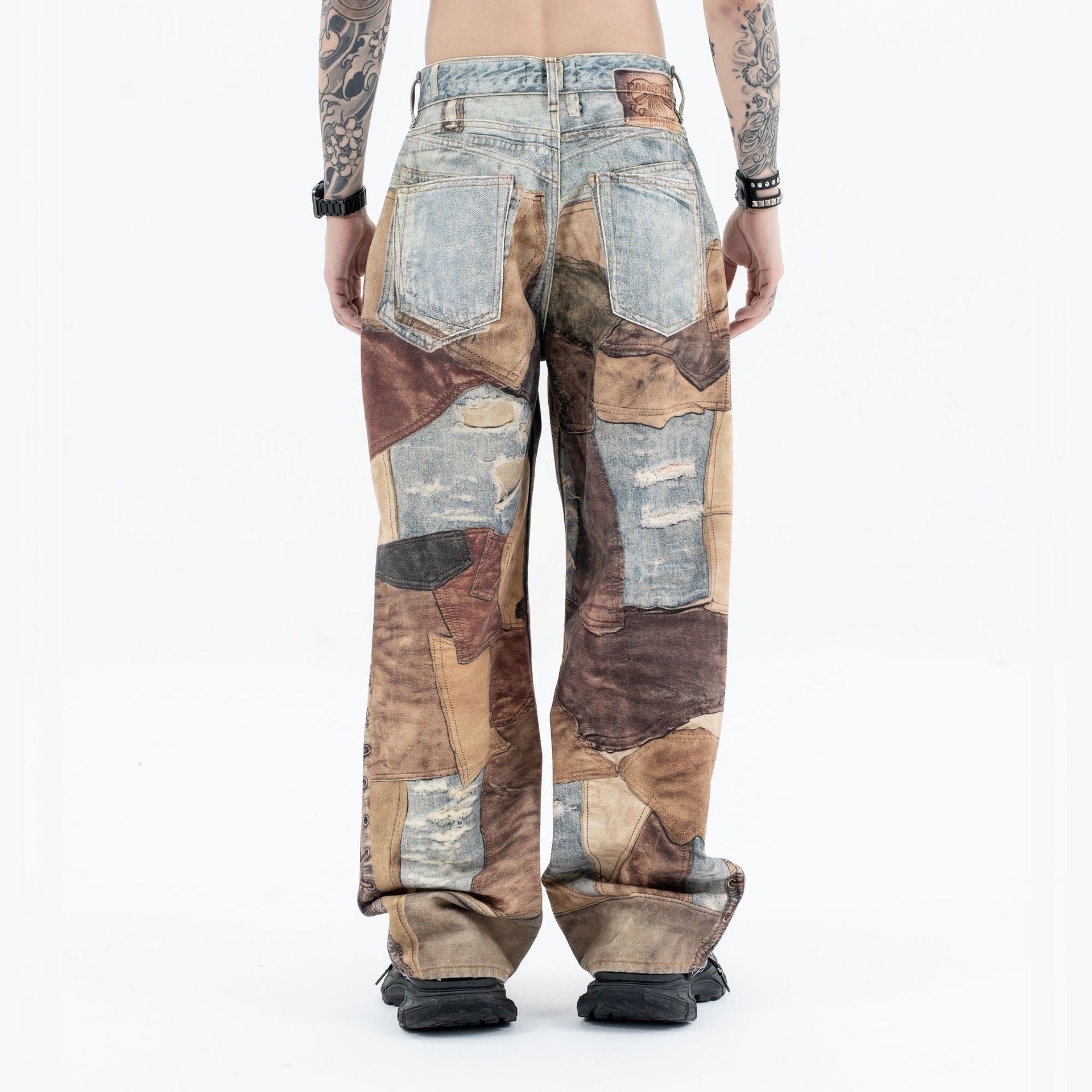 Goatlv High Street Distressed Washed Printed Jeans - 2246 - Goatlv