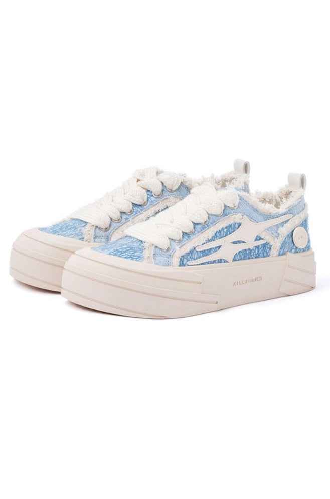 Pastel Tweed Platform Low-Top Canvas Sneakers