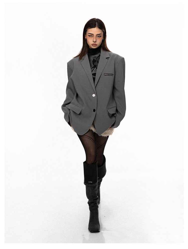 Zipper Pocket Design Suit Jacket