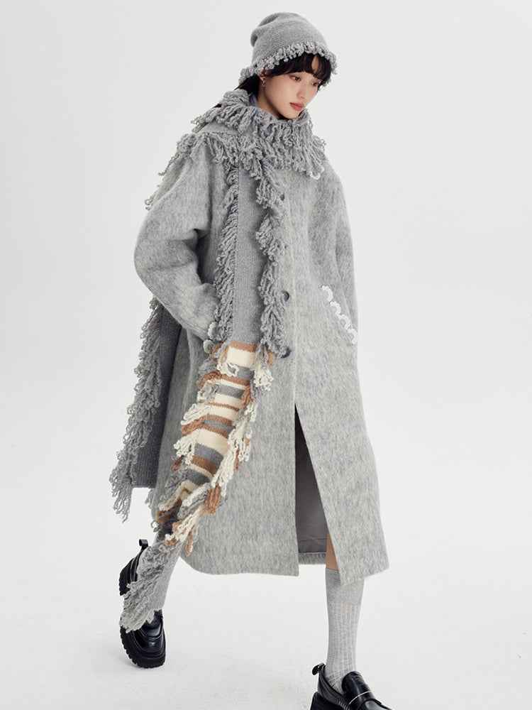 Wool Coat With Lace Lapel