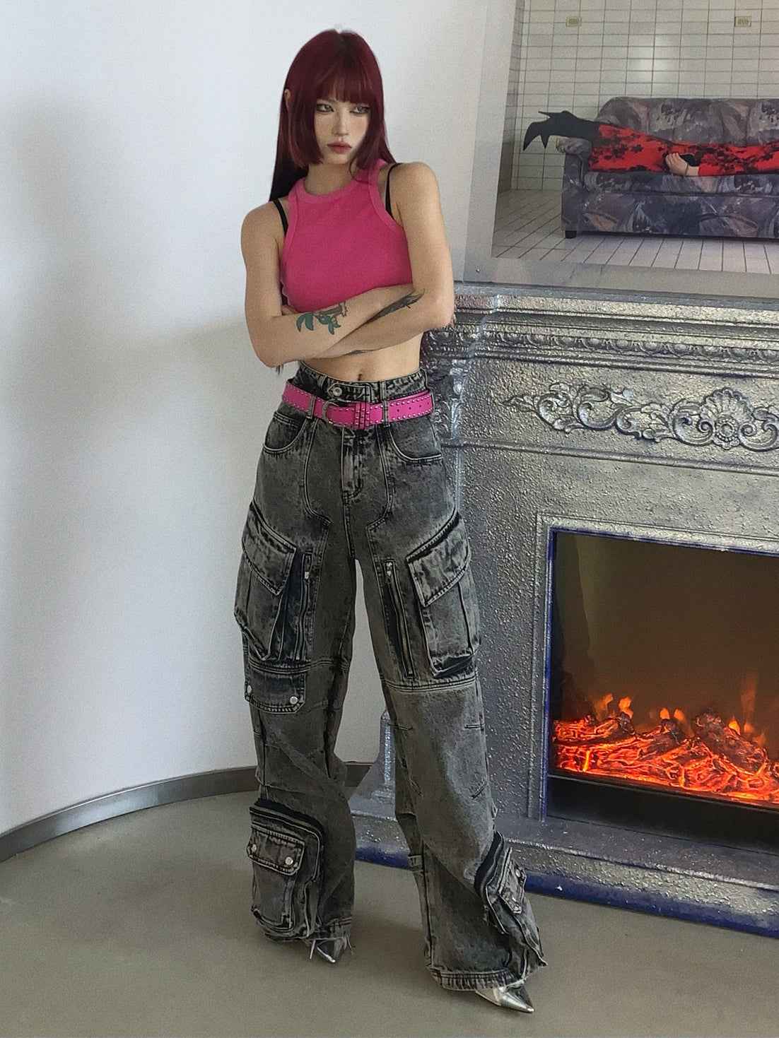 Work Style Multi-Pocket Jeans