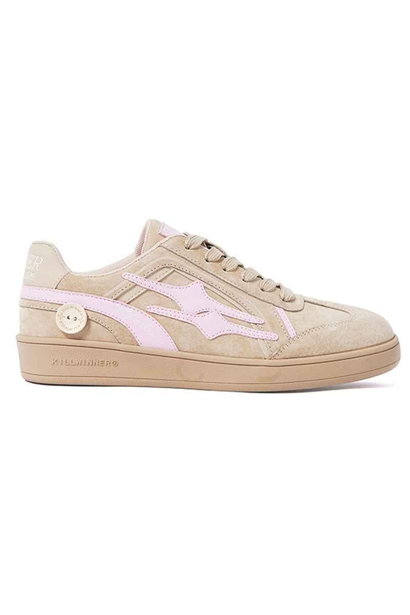 Beige Pink Suede Low-Top Sport Sneakers