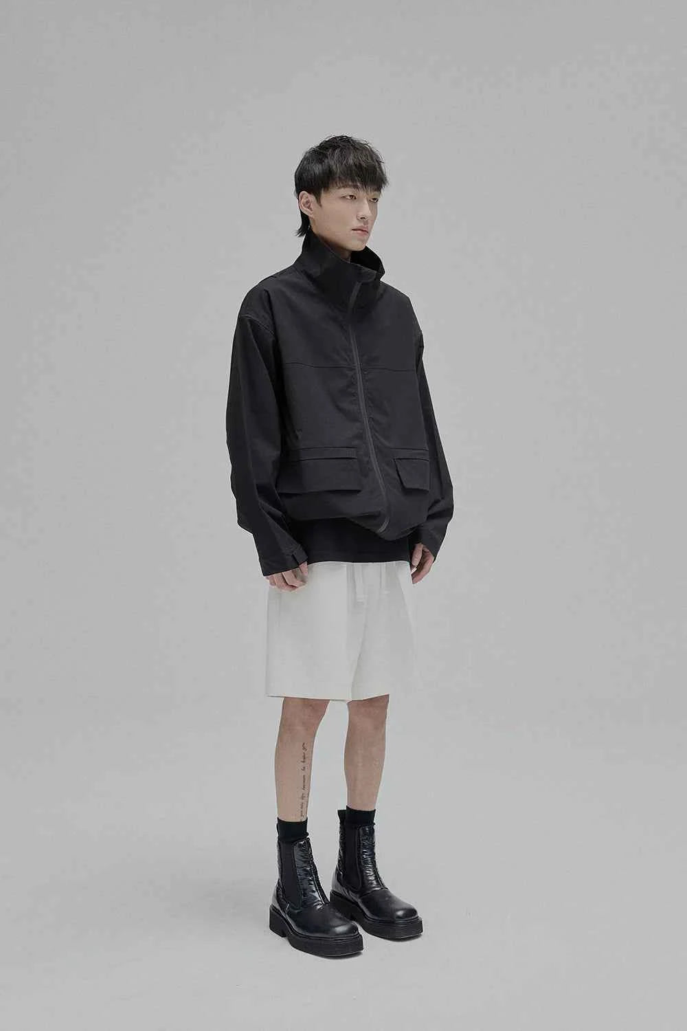 Zipper High-Neck Structural Windbreaker Jacket