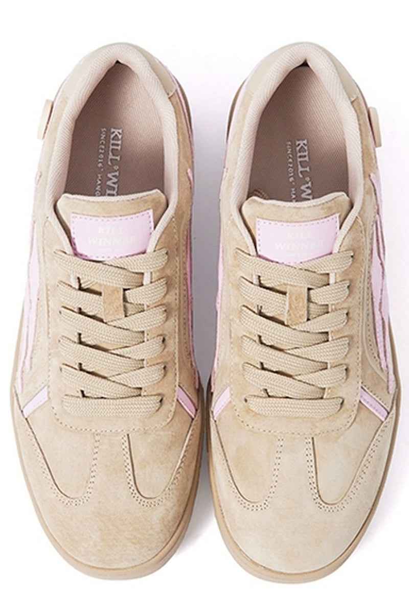 Beige Pink Suede Low-Top Sport Sneakers