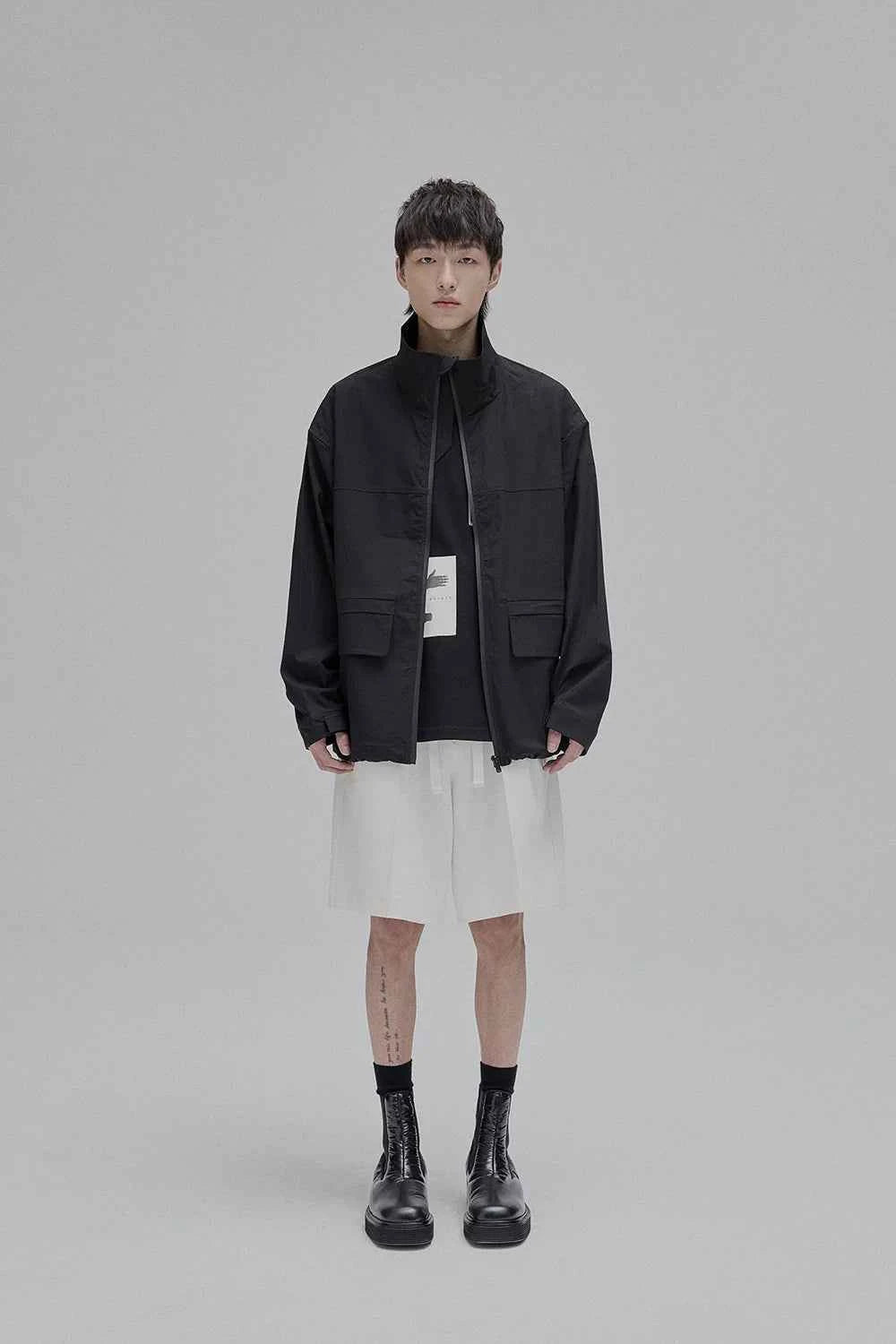 Zipper High-Neck Structural Windbreaker Jacket