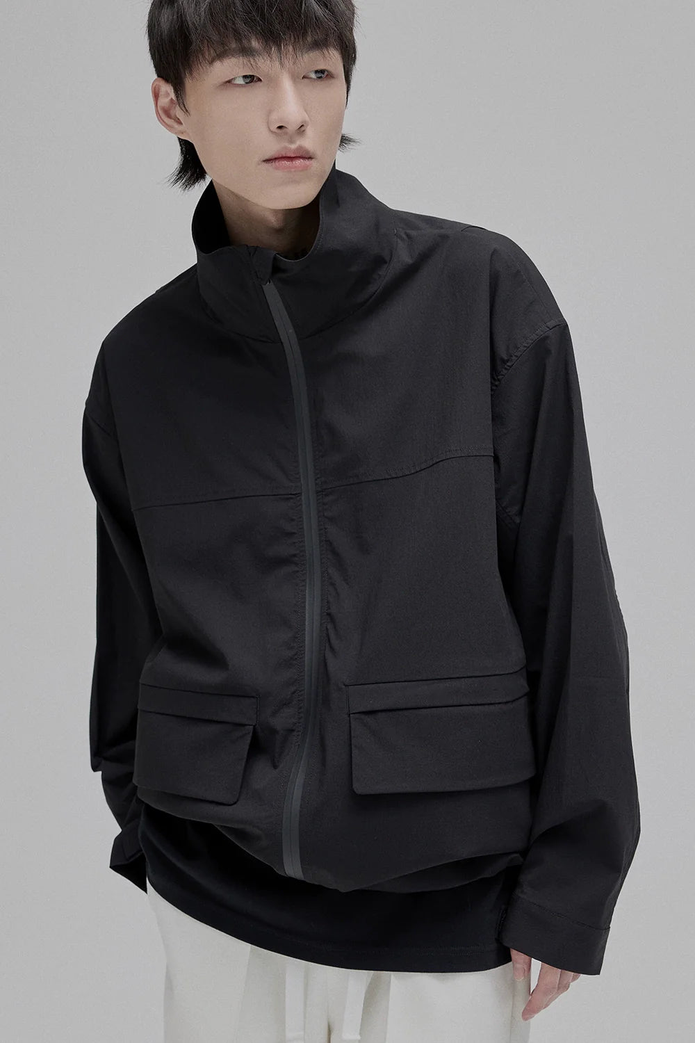 Zipper High-Neck Structural Windbreaker Jacket - Goatlv