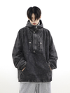 Zip-Front Denim Oversize Hoodie - Goatlv