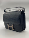 HRMS Constance 24 Matte Black Alligator Ombre Lizard Marquette Palladium Hardware.