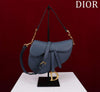 1984 - Saddle Bag With Strap Navy Blue Grained Calfskin - GoatLV
