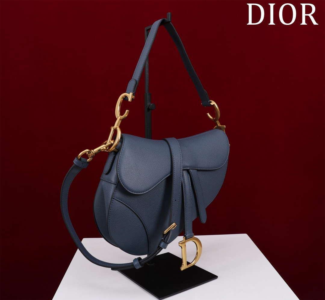 1984 - Saddle Bag With Strap Navy Blue Grained Calfskin - GoatLV