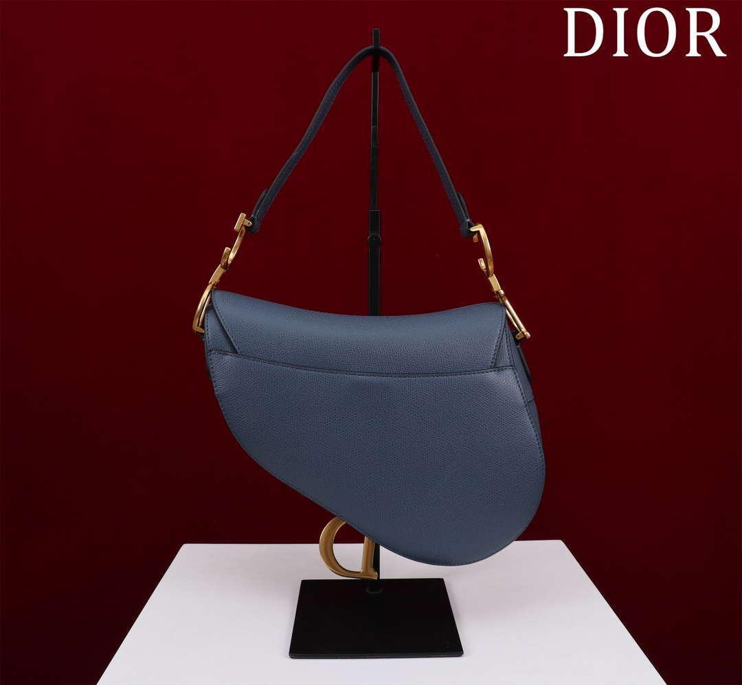 1984 - Saddle Bag With Strap Navy Blue Grained Calfskin - GoatLV