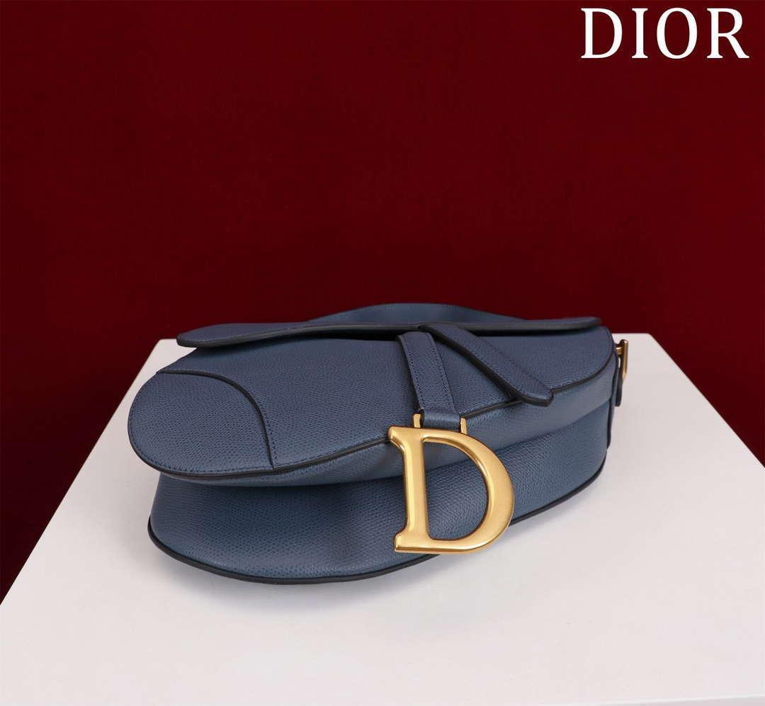 1984 - Saddle Bag With Strap Navy Blue Grained Calfskin - GoatLV