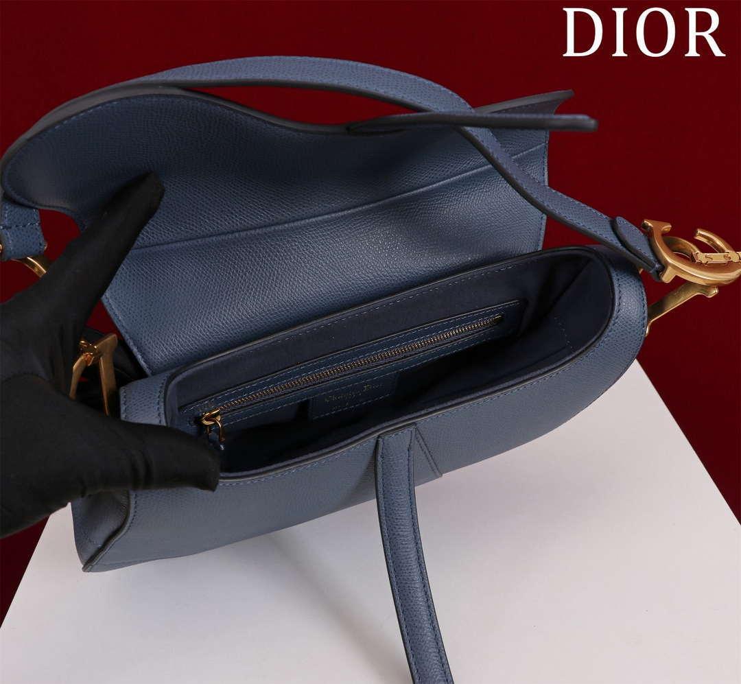 1984 - Saddle Bag With Strap Navy Blue Grained Calfskin - GoatLV