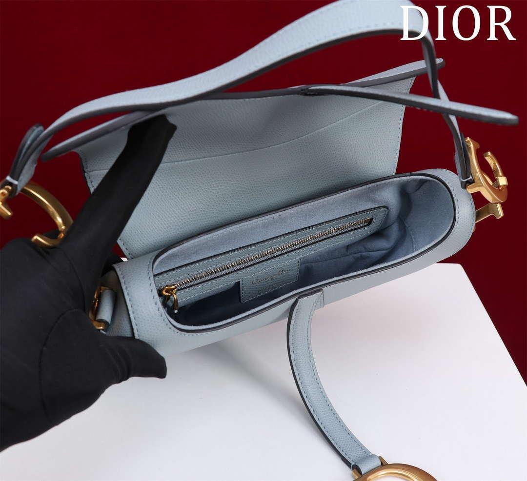 1984 - Saddle Bag With Strap Blue Grained Calfskin - GoatLV