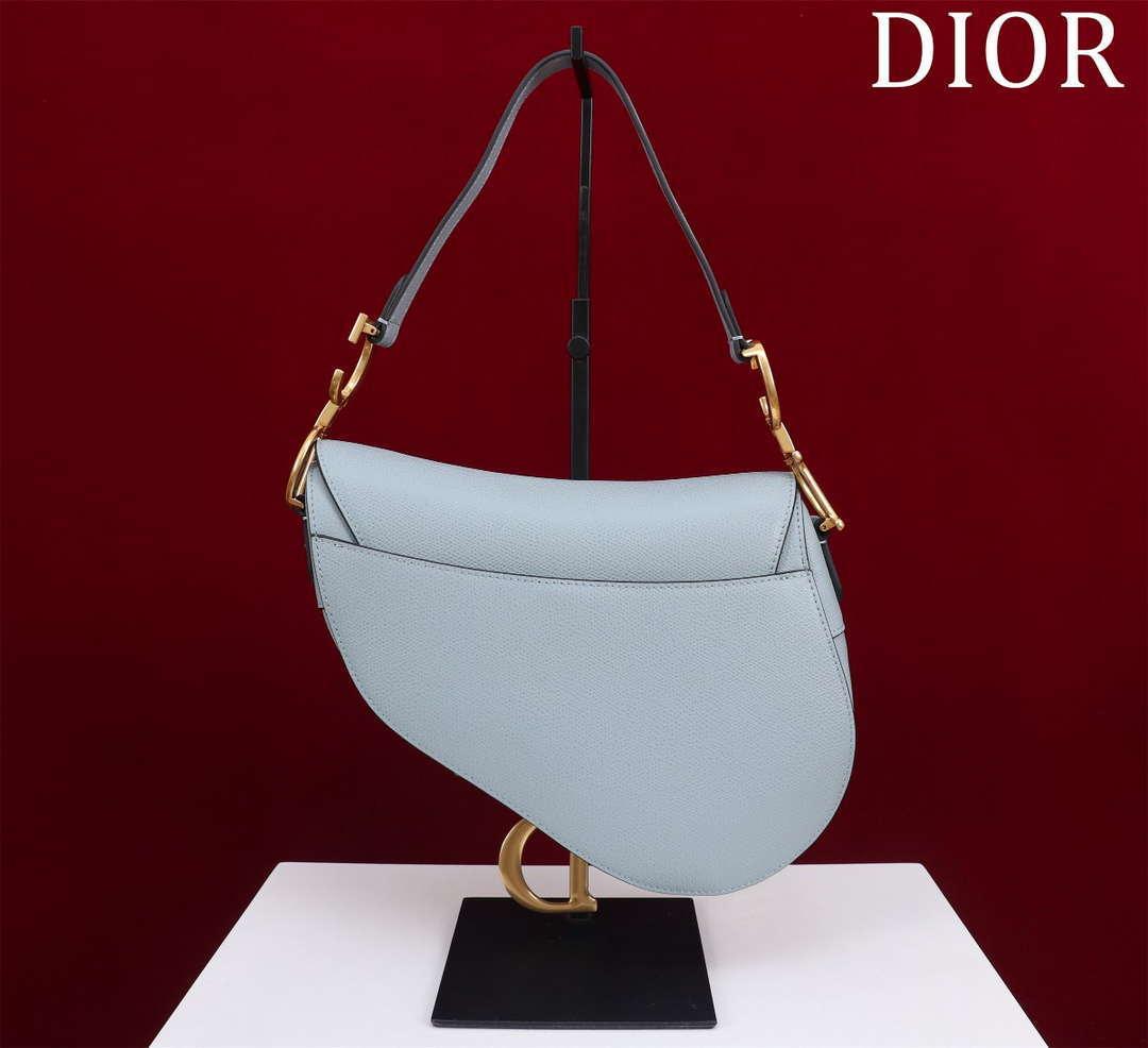 1984 - Saddle Bag With Strap Blue Grained Calfskin - GoatLV