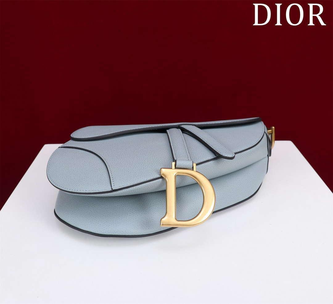 1984 - Saddle Bag With Strap Blue Grained Calfskin - GoatLV