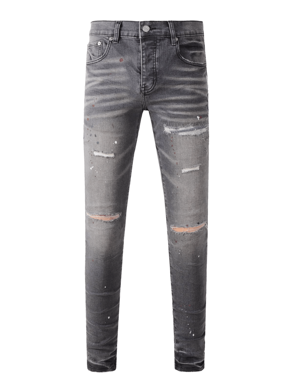 Smoky Gray Washed Ripped Jeans