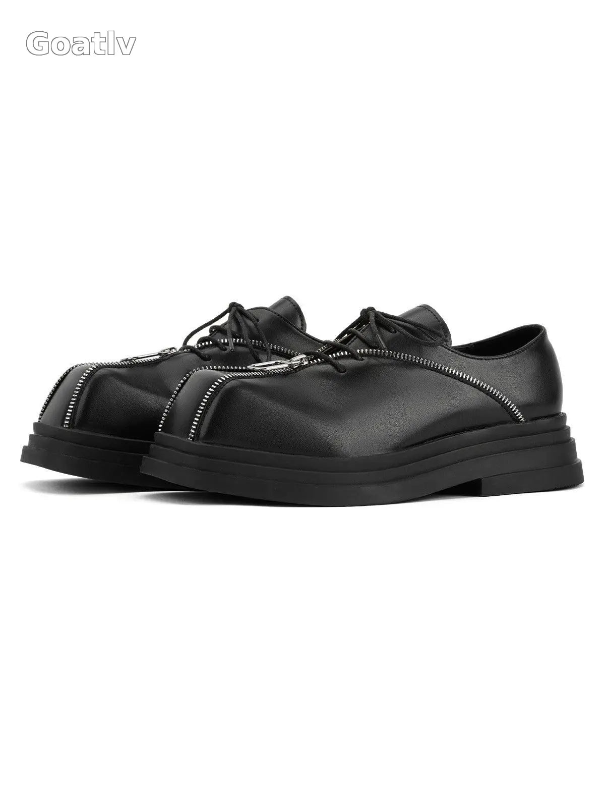 Sneakerhub Punk Personality Zipper Design Leather Shoes - 2173 - Goatlv