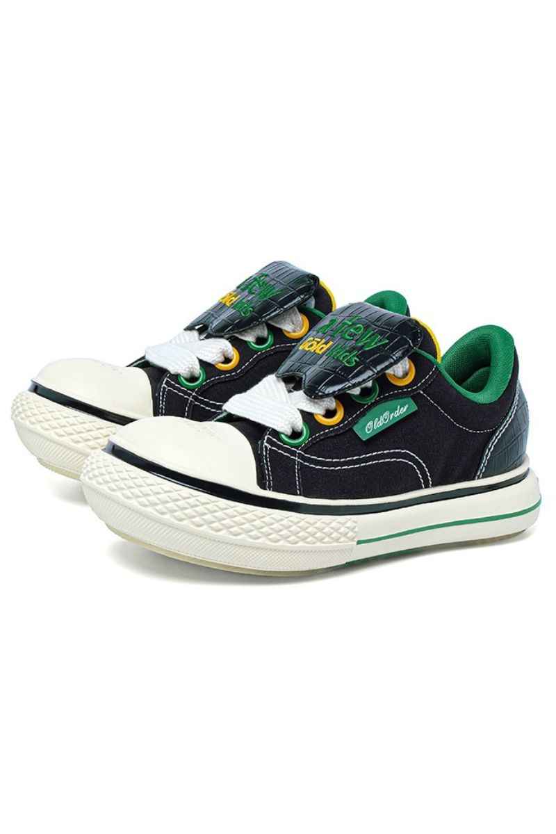 Canvas Platform Sneakers Black Green