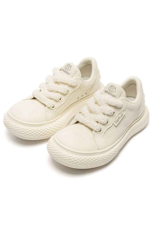 Fuzzy Lace Canvas Sneakers Triple Cream
