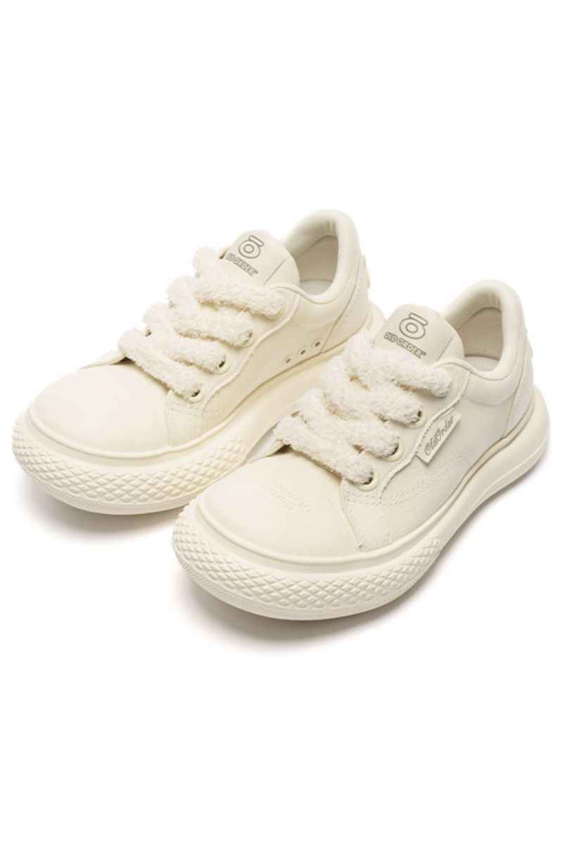 Fuzzy Lace Canvas Sneakers Triple Cream