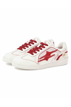 Classic Low-Top Sneakers White with Red Accents - Goatlv