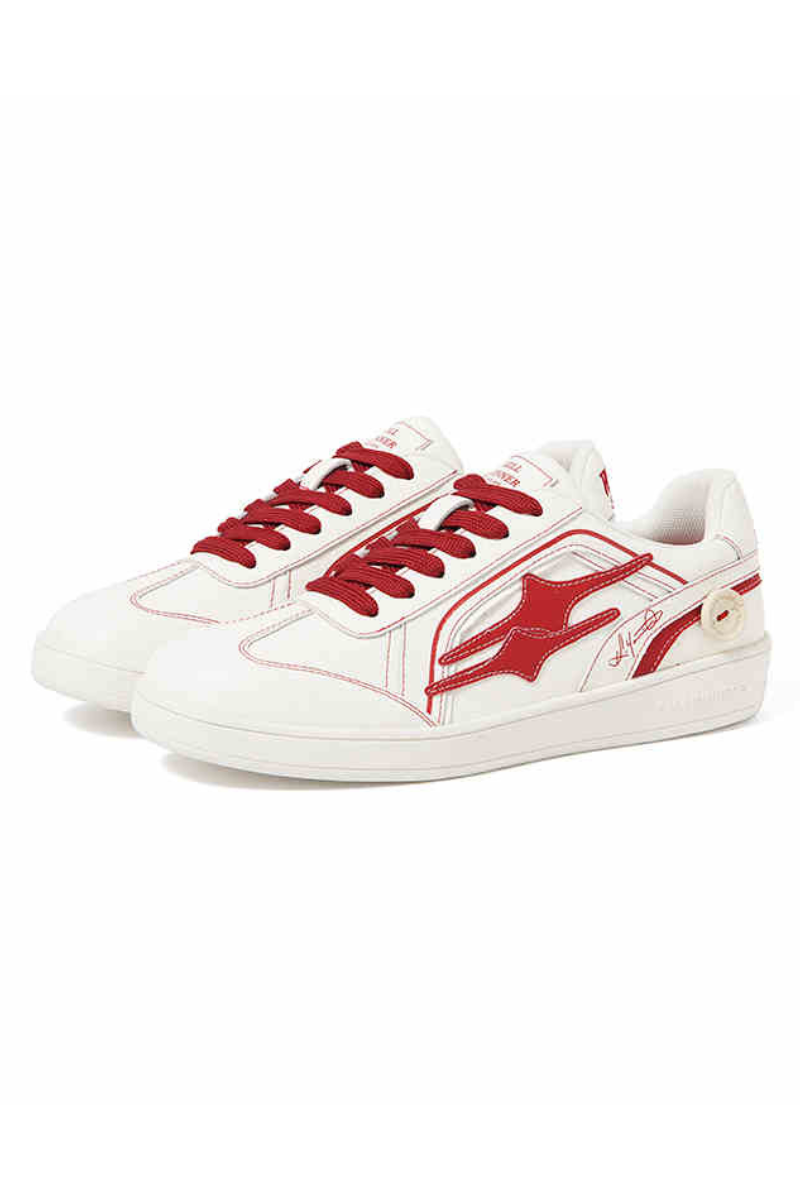 Classic Low-Top Sneakers White with Red Accents - Goatlv