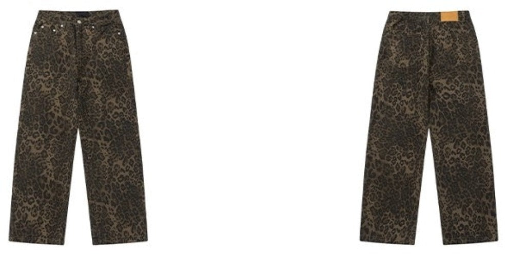 Wild Print Wide Jeans - Goatlv